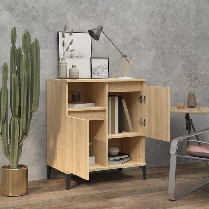 vidaXL - Dressoir - 60x35x70 - cm - bewerkt - hout - sonoma - eikenkleurig