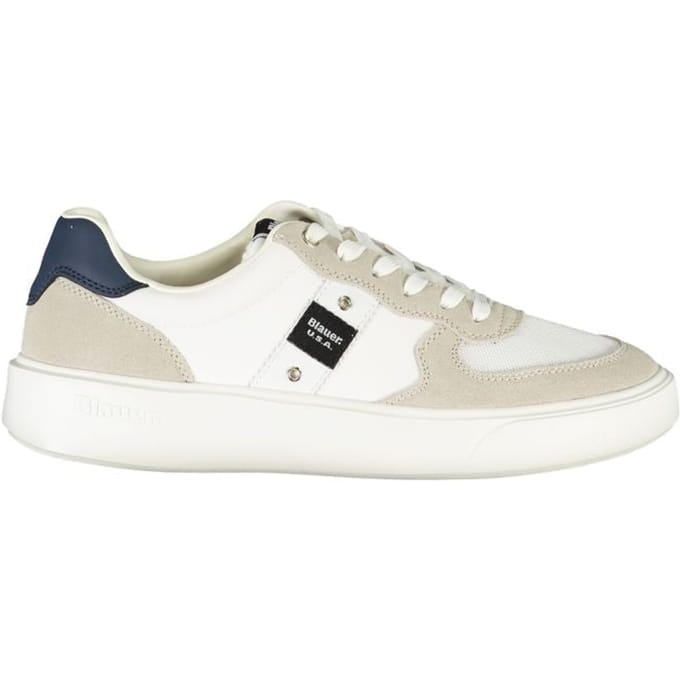 Blauer Witte Leren Heren Sneakers