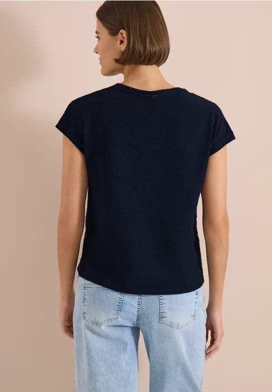 Shirt met boothals in ajour-look