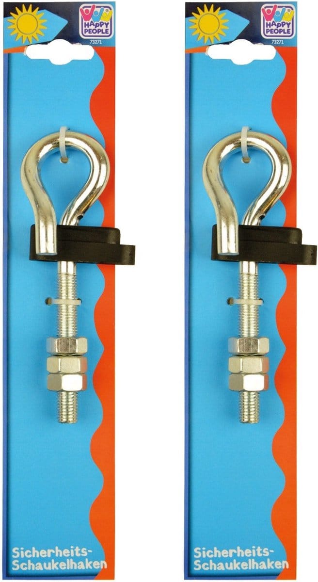 Happy People schommelhaak - 4x - zilver - staal - 16 cm - met moer