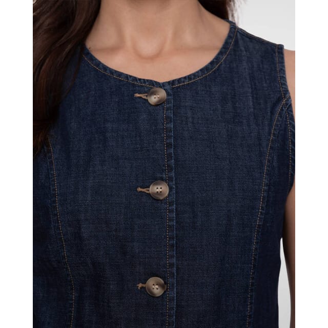 Geisha Jeans Vest Dark Blue Denim Washed Maat: S | Gilets Outlet | Dames | Blauw