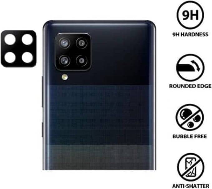 Geschikt Voor Samsung Galaxy A42 Camera Lens Protector - Fonu Camera Protector - A42 Cameralens Protector - Gehard Glas - Zwart