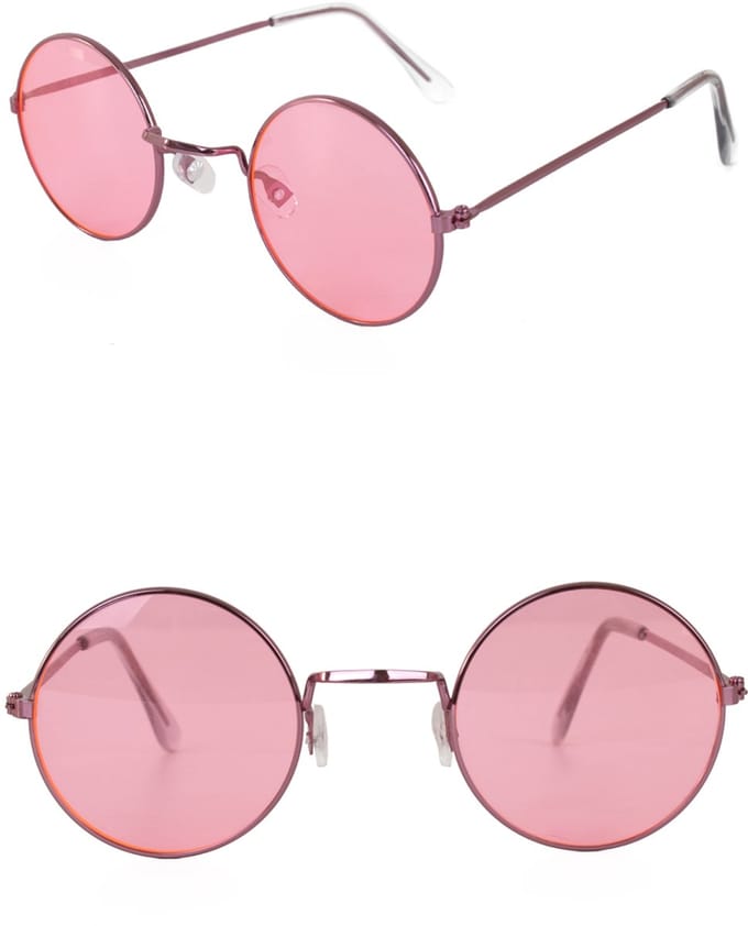 3x Hippie Hippie Uilebril flower power Roze glas