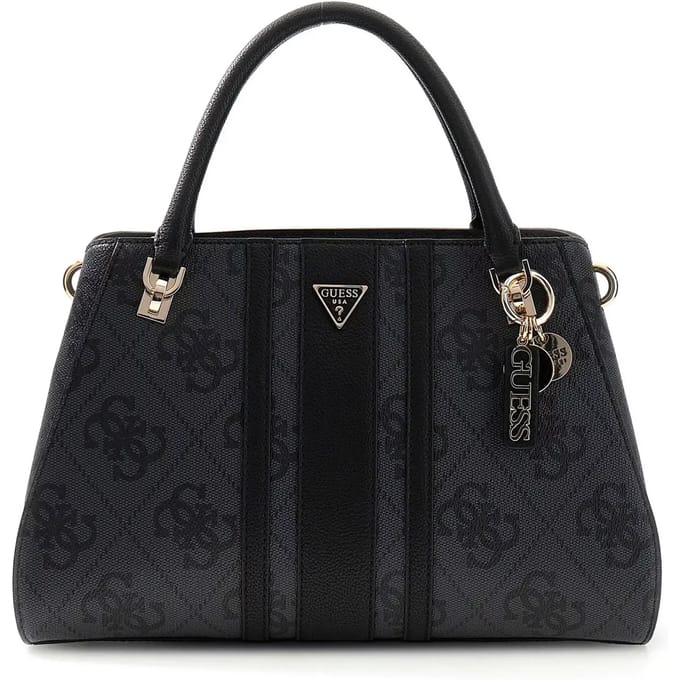 GUESS handtas schoudertas Noelle II Luxury Satchel Coal Logo donkergrijs