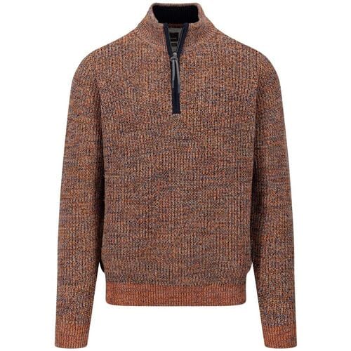Fynch-Hatton Trui Knit Troyer Zip Mouliné Flame / male