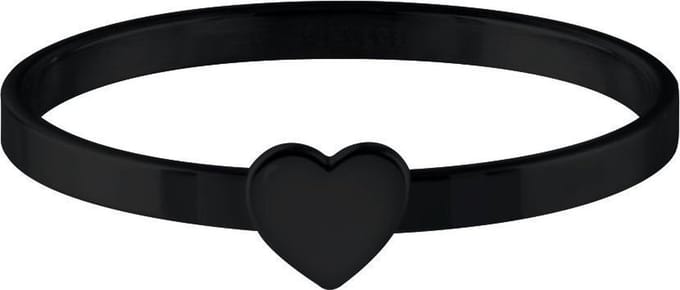Quiges Stapelring Dames - Vulring Hart - RVS Zwart - Maat 19 - Hoogte 2mm