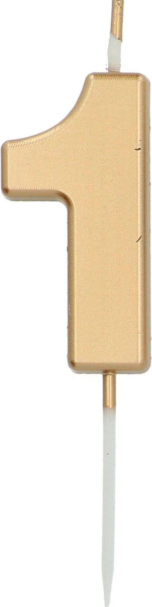 Folat - Kaars cijfer 1 goudkleurig 5 cm