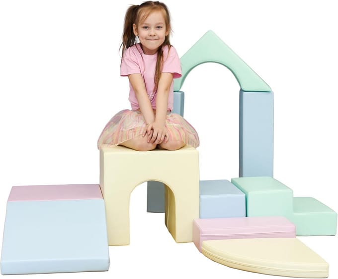 Zachte Foam Speelblokken voor Kinderen - Soft Play Module Speelgrond Speelset (Pastel)