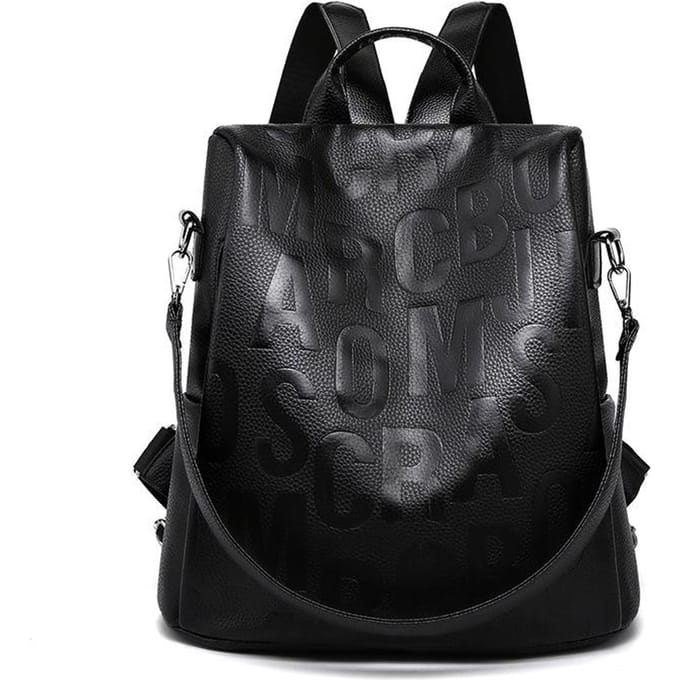Rugzak Anti-diefstal Achterrits Mode Letter Student Schooltas Vrije tijd Reizen black