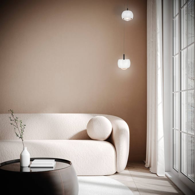 Mantra Iluminación Roller hanglamp, wit, in hoogte verstelbaar, glazen lens