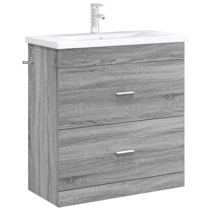 vidaXL - Badkamer - Onder - Het - Wastafel - Kast - Grijs - Sonoma