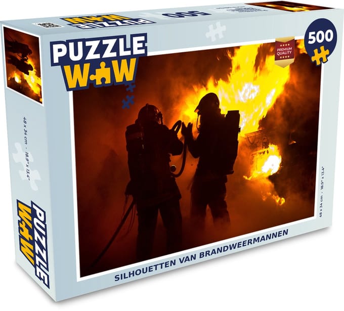 Puzzel Silhouetten van brandweermannen - Legpuzzel - Puzzel 500 stukjes