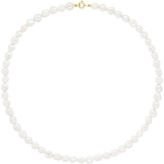 Gouden Ketting - Rij van Echte Zoetwaterparels Barok 6-7 mm