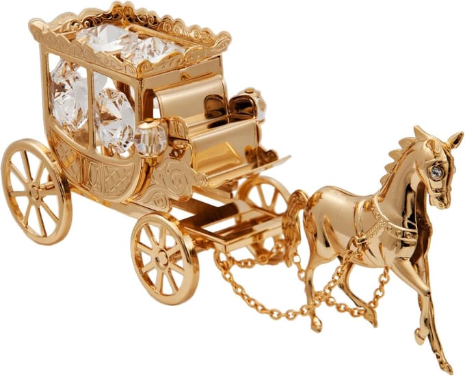 Goud Verguld Koets Ornament met Kristallen Versiering