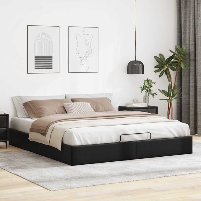 vidaXL - Bedframe - zonder - matras - 200x200 - cm - kunstleer - zwart