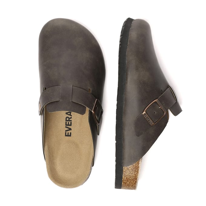 EVER AU Heren Hardhead Leren Comfort Klomp Sandalen - Bruin Geolied Leer