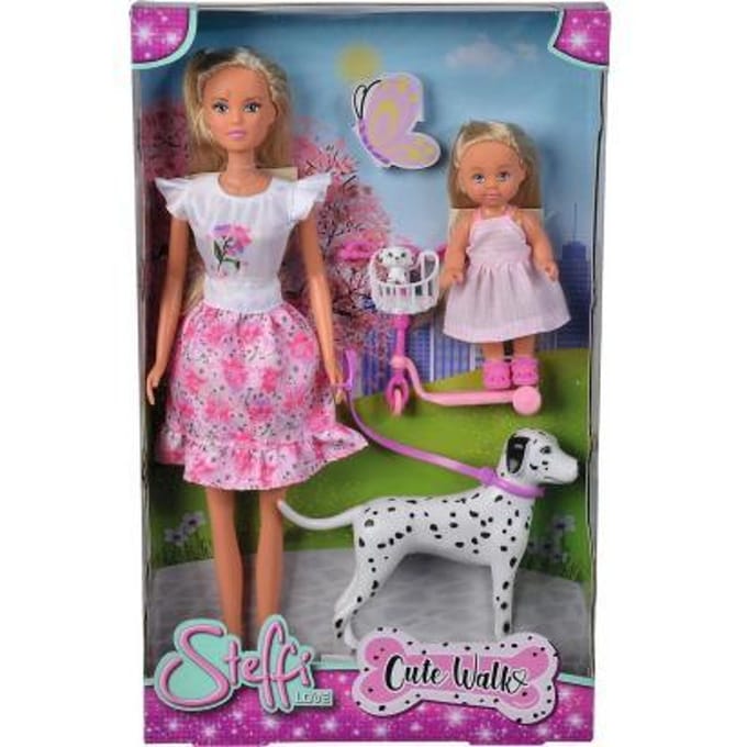 Steffi Cute Walk met Dalmatiër, Evi en step Tienerpoppen