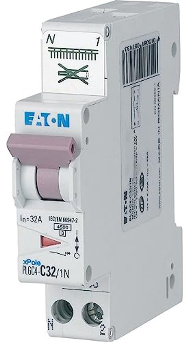 Modulaire uitlaatschakelaar PH/N – 1P + N / 32 A – Curve C – Directe aansluiting zonder schroeven