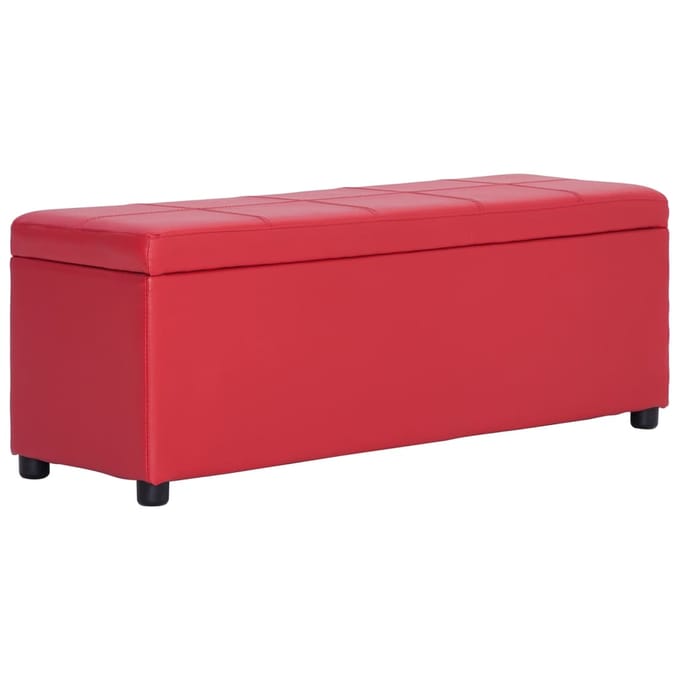 vidaXL - Bankje - met - opbergvak - 116 - cm - kunstleer - rood