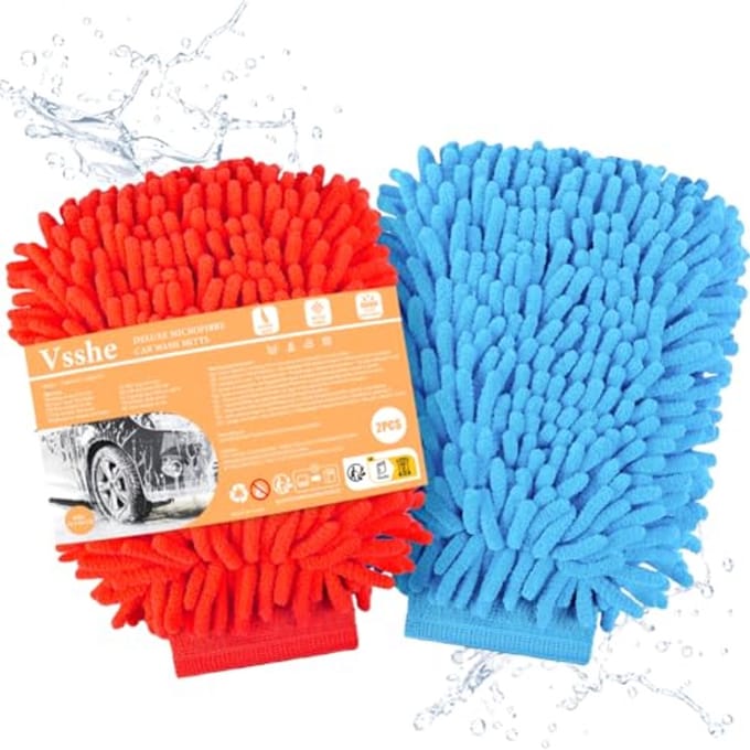 Microfiber autowashandschoenen - 2 stuks - Krasbestendig en absorberend