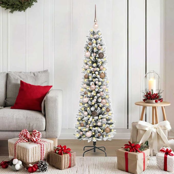 vidaXL - Kunstkerstboom - Wit - 150 - cm - PVC - en - Metaal - en - Plastic