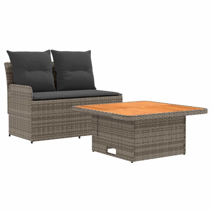 vidaXL - Tuin - Armleuning - Sofa - met - Opklapbare - Tafel - 2 - Stuk - PE - Riet