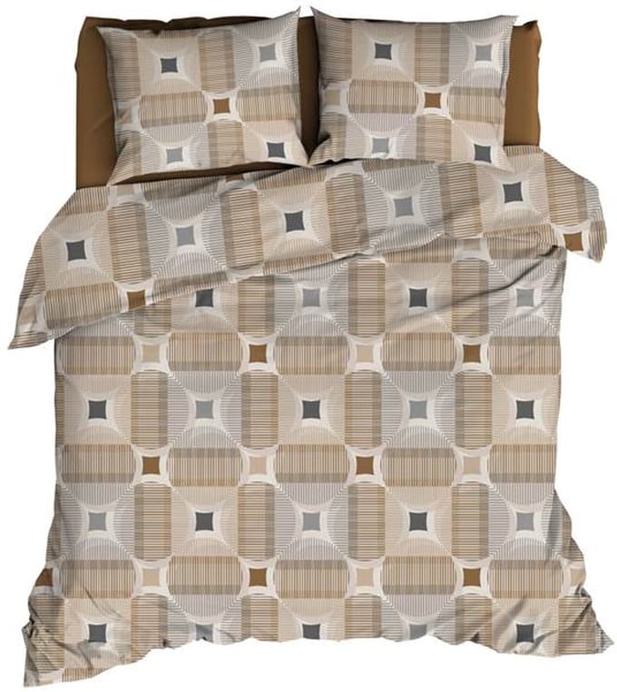 Romanette Kwadro Dekbedovertrek - Extra breed - 260x200/220 cm - Beige