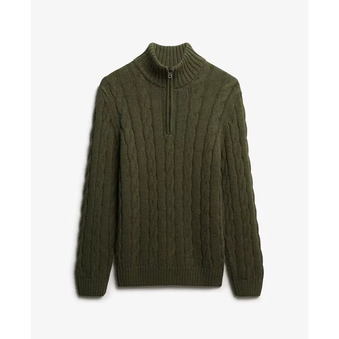 Superdry - Jacob Kabelgebreide Trui Met Halve Rits - Heren - Sweaters