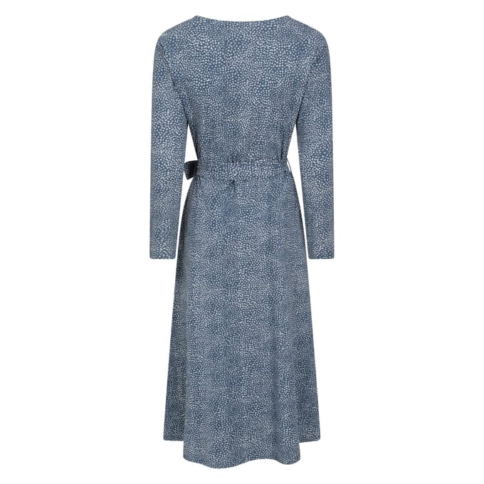 Mountain Warehouse Dames/Dames Santorini gestippelde midi-jurk met lange mouwen (Donkerblauw)
