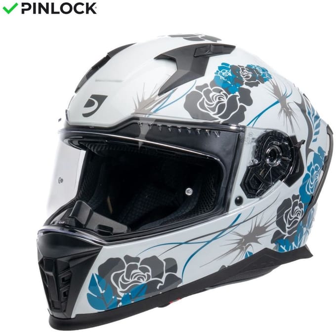 DXR Integraalhelm - Eros Feline - Wit/Turquoise - S
