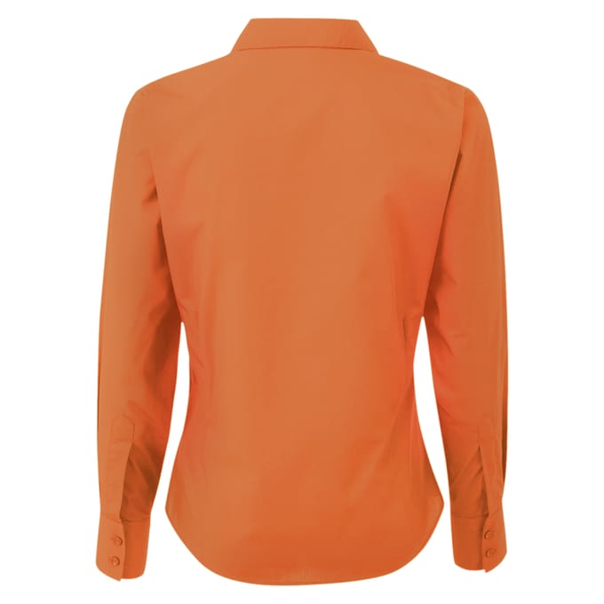 Premier Dames/Dames Popeline Blouse met Lange Mouwen (Oranje)
