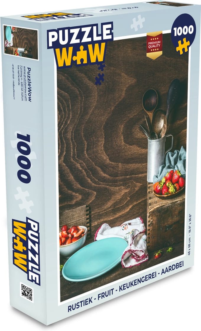 Puzzel Rustiek - Fruit - Keukengerei - Aardbei - Legpuzzel - Puzzel 1000 stukjes volwassenen