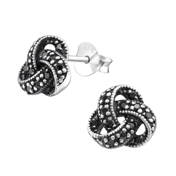 Amanto Oorbellen Freekje Black - 925 Zilver E-Coating - Knopje - ∅8mm