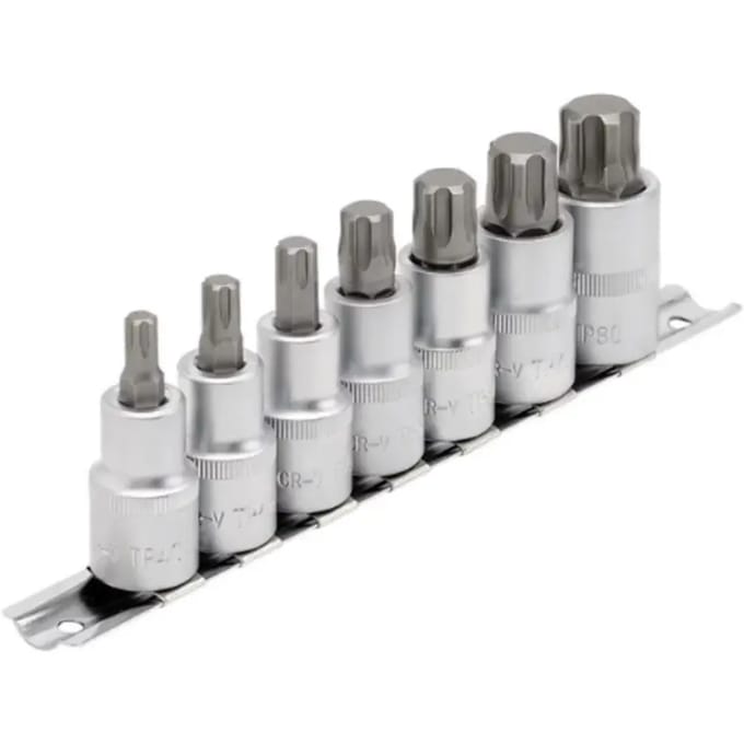 Draper 1/2" Torx plus doppenset op rail, 7-delig