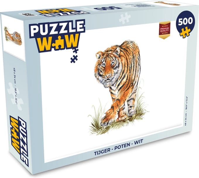 Puzzel Tijger - Poten - Wit - Legpuzzel - Puzzel 500 stukjes