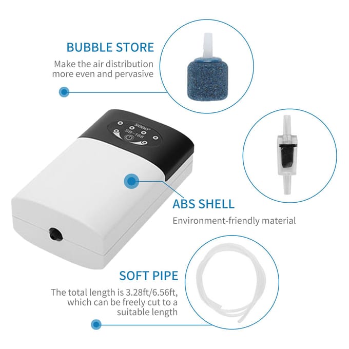 Zuurstofpomp Aquarium Oxygenator Aquarium Zuurstofbeluchter Vijverbeluchter Luchtpomp USB oplaadbaar Type 1