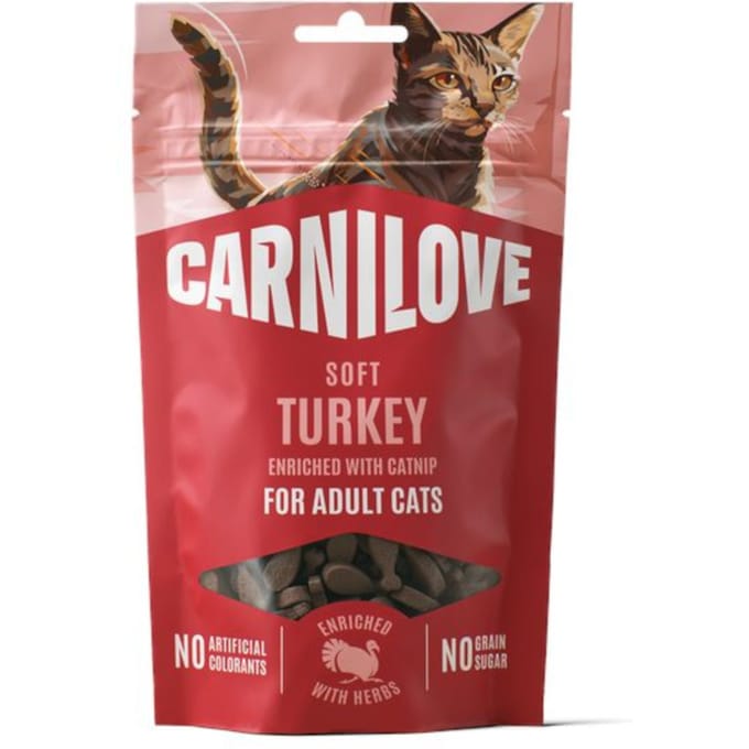 Voordeelpak: 2x 50g Kalkoen met kattenkruid Carnilove Cat Soft Snack Kat