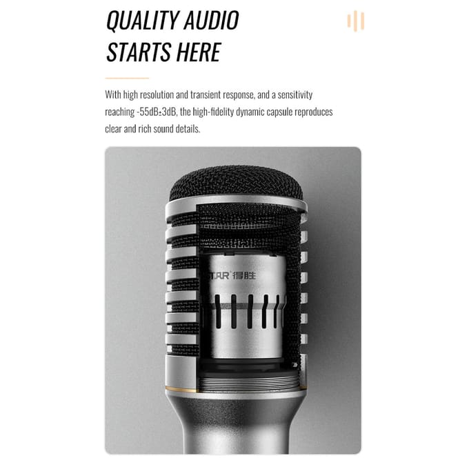 TAKSTAR TA-68 Microphone dynamique professionnel Microphone sans fil à condensateur cardioïde portatif dynamique argenté