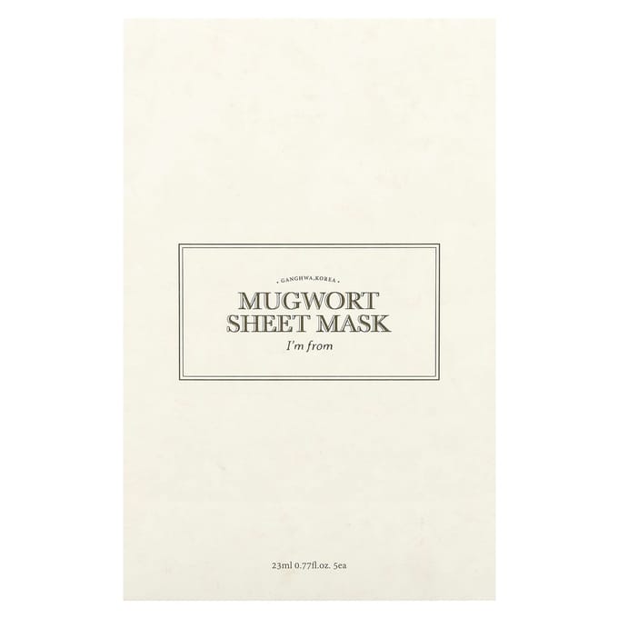 I'm From, Mugwork Beauty Sheet Mask, 5 sheets, 23ml (0.77fl oz) each gray