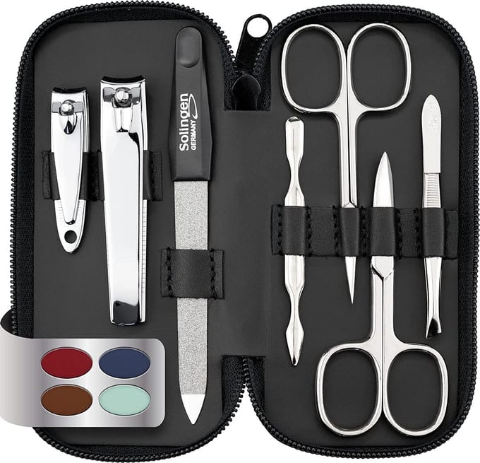 marQus Manicureset 7-delig - Echt Leren Etui, Solingen - Zwart