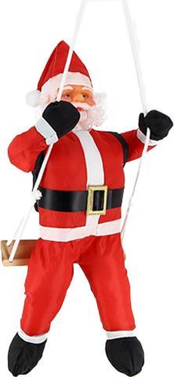 Santa Claus op Swing 60cm - Plastic - Père Noël sur Balançoire - SILUMEN