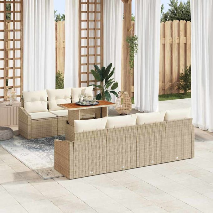 vidaXL - Tuinbank - Set - 8 - st - Beige - en - Crème