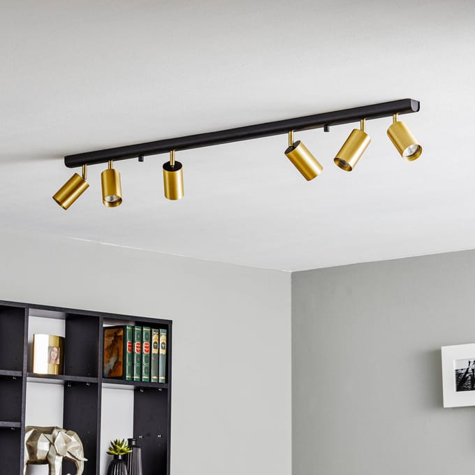 Nowodvorski Lighting Plafondspot Eye Spot 6-lamps, zwart/messing