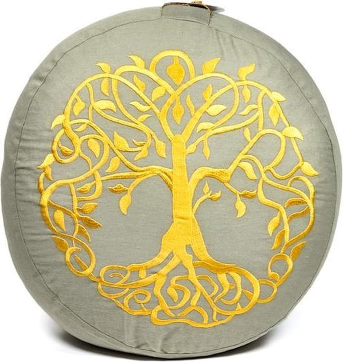 Yogi&Yogini  Levensboom Meditatiekussen - 33x33x15cm - Beige - Katoen