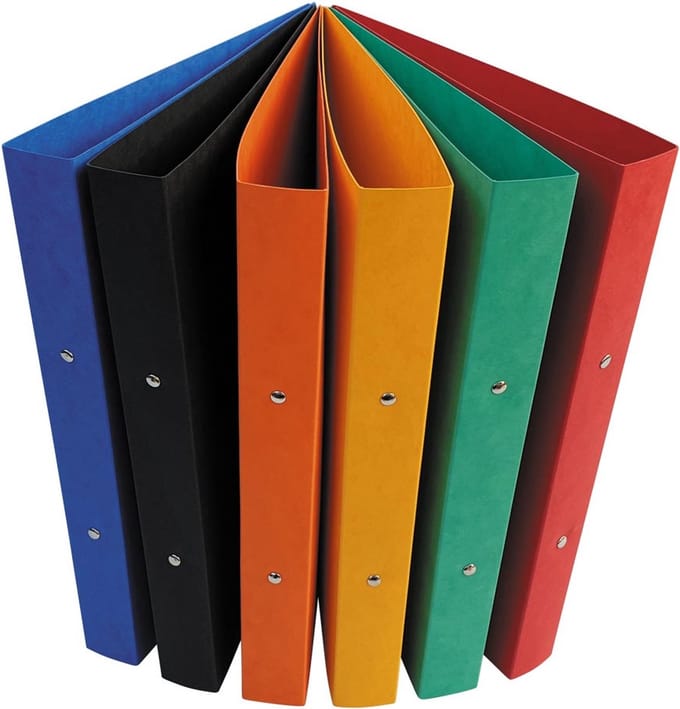 Bronyl ringmap, voor ft A4, uit glanskarton, 2 ringen van 25 mm, geassorteerde kleuren 24 stuks