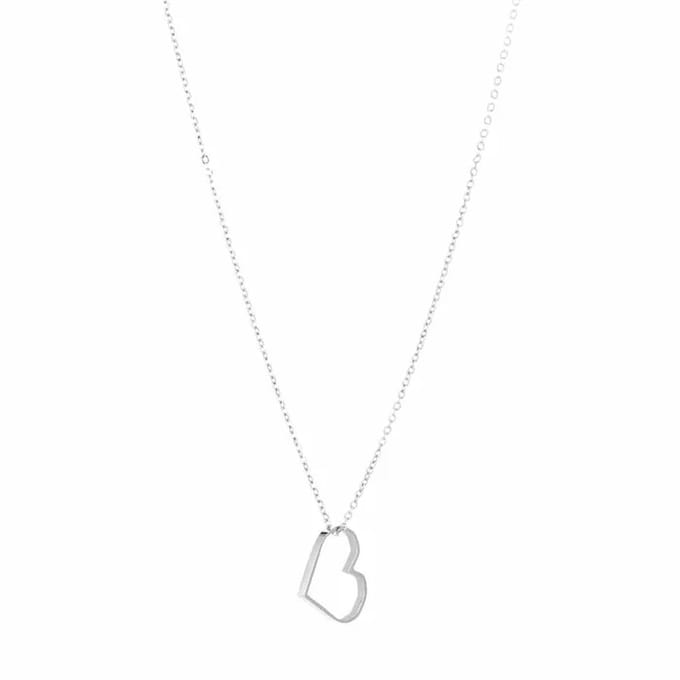 Bijoutheek Collier Open hart Zilver