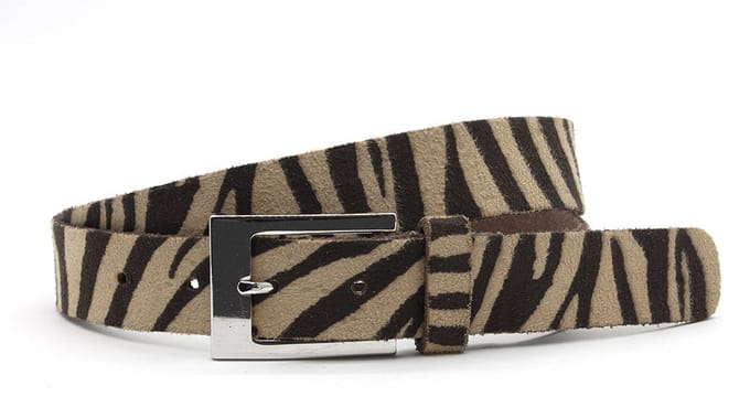 Dames ceintuur zebra beige - 3 cm breed - Leer - Jeans riem - Casual - Maat 85