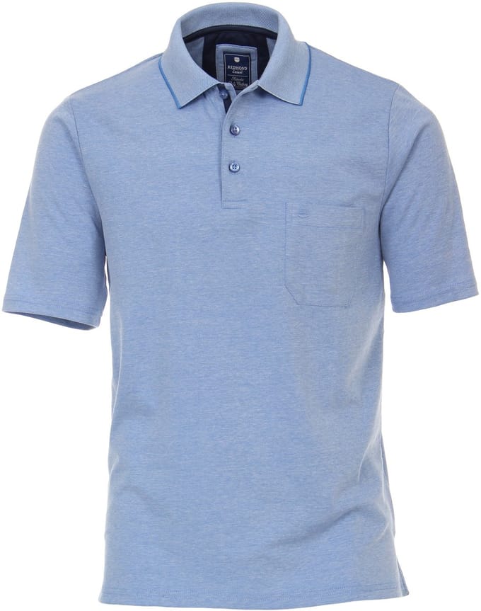 Redmond regular fit poloshirt - midden blauw melange