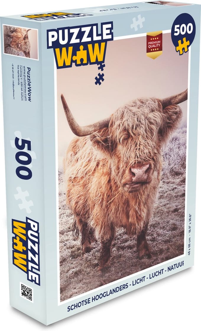 Puzzel Schotse hooglanders - Licht - Lucht - Natuur - Legpuzzel - Puzzel 500 stukjes
