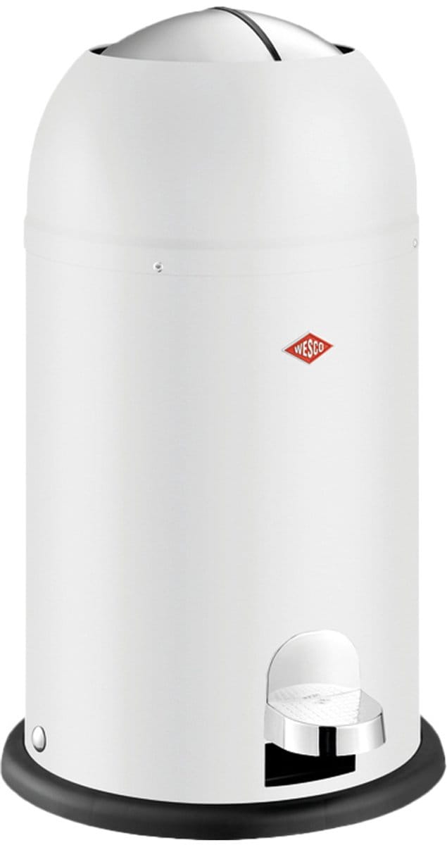 WESCO Kickmaster Junior Prullenbak | Pedaalemmer | 12 Liter | Metaal - Mat wit | Afvalemmer